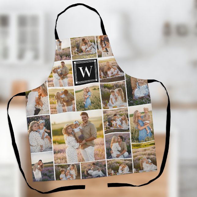 Purple Monogrammed 20 Pic Photo Collage Apron (Creator Uploaded)