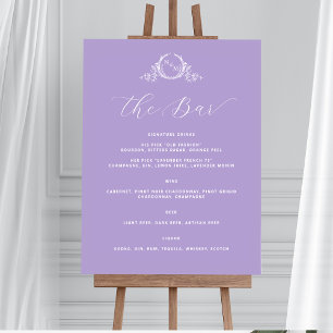 Purple Monogrammed Elegant Bar Wedding Sign