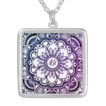 Purple Monogrammed Flower Mandala