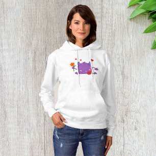 Purple Monster In Love Womens Hoodie