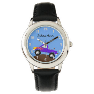 Purple Monster Truck Personalised Watch