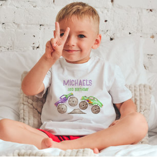 Purple Monster Trucks Birthday Boy T-Shirt