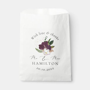 Purple Moody Blooms Gothic Calligraphy Wedding  Favour Bags