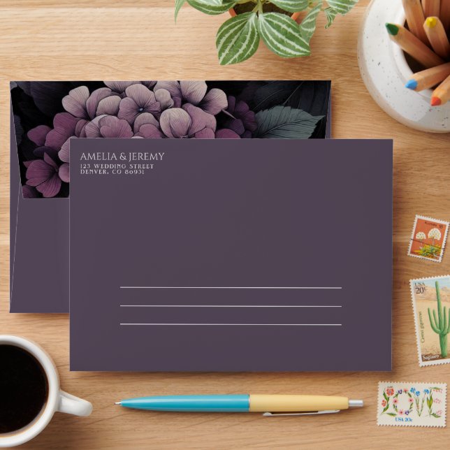 Purple Moody Floral Envelope (Desk)