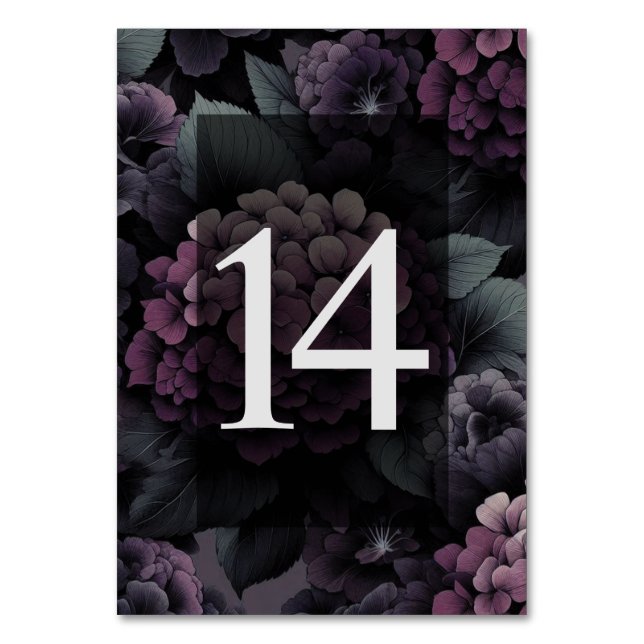 Purple Moody Floral Table 14 Number (Front)