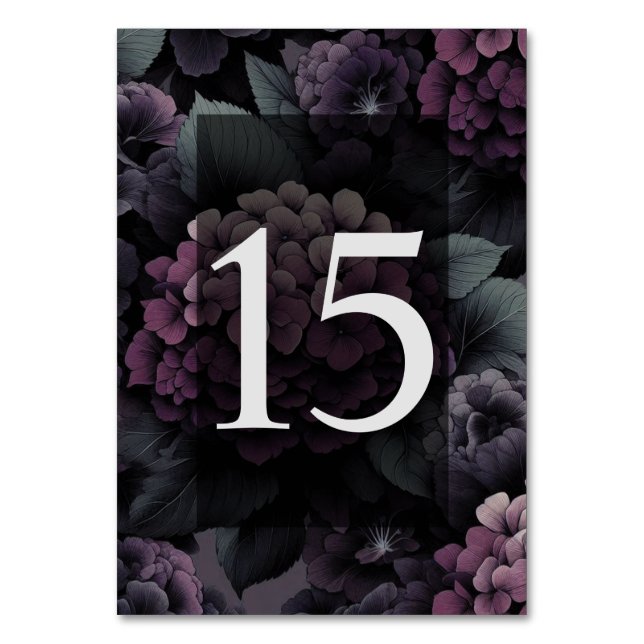 Purple Moody Floral Table 15 Number (Front)