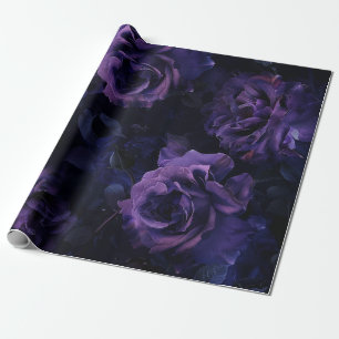 Purple Moody Roses Wrapping Paper