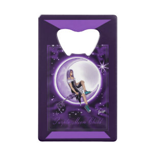 Purple moon child credit card bottle opener