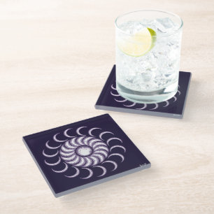 Purple moon child glass coaster