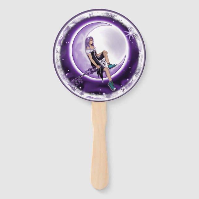 Purple moon Child Hand Fan (Front)
