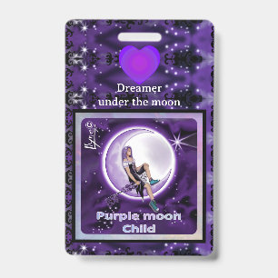 Purple moon Child ID Badge