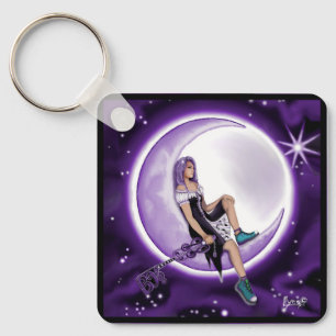 Purple Moon Child Keychain