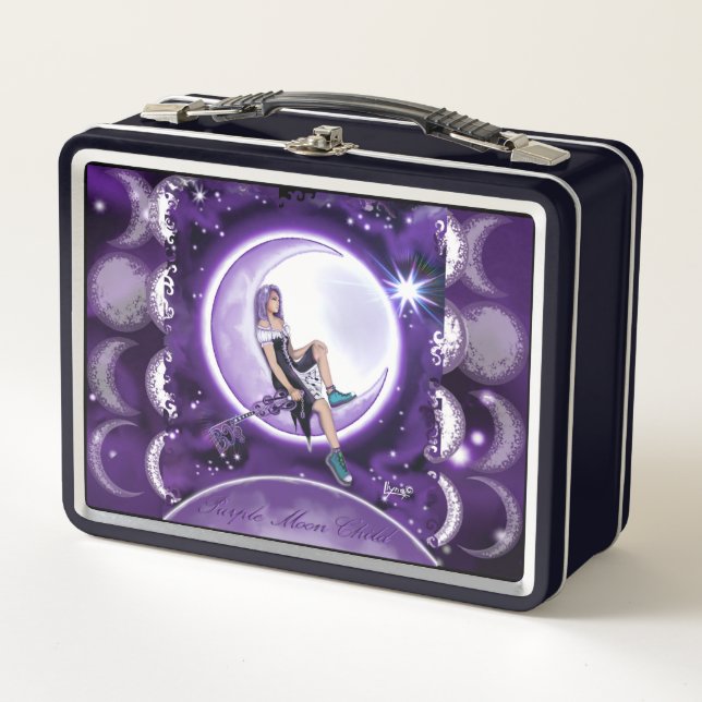 Purple Moon Child Metal Lunch Box (Front)