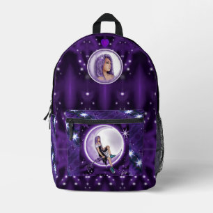 Purple moon child printed backpack