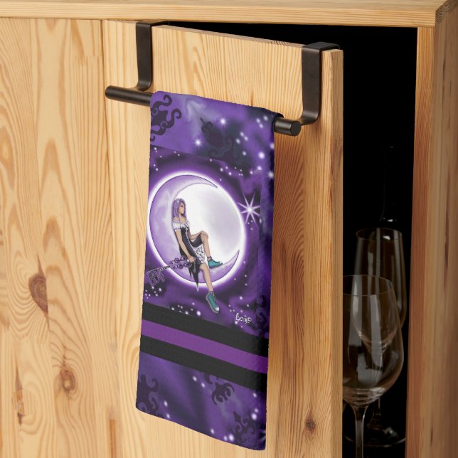 Purple moon Child Tea Towel (Thirds Fold)