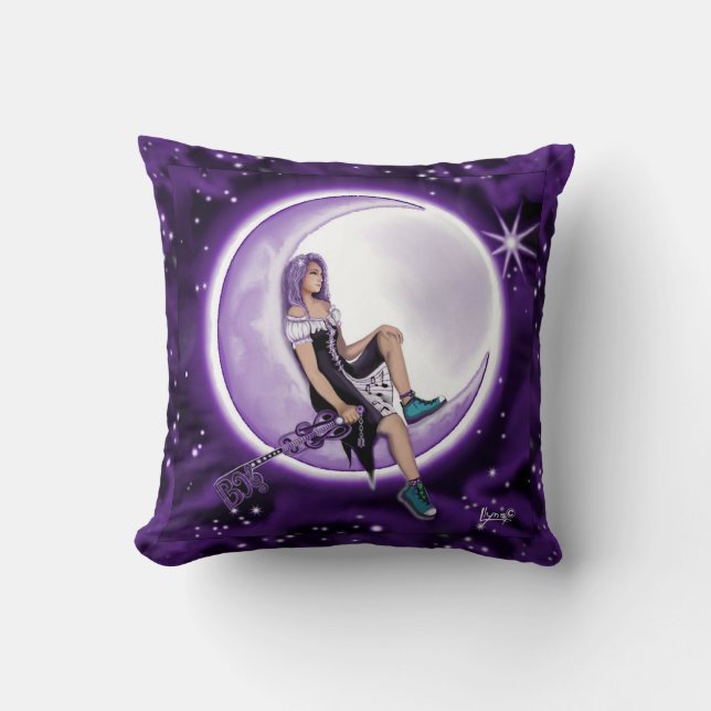 Purple Moon Child Throw Pillow (Front)