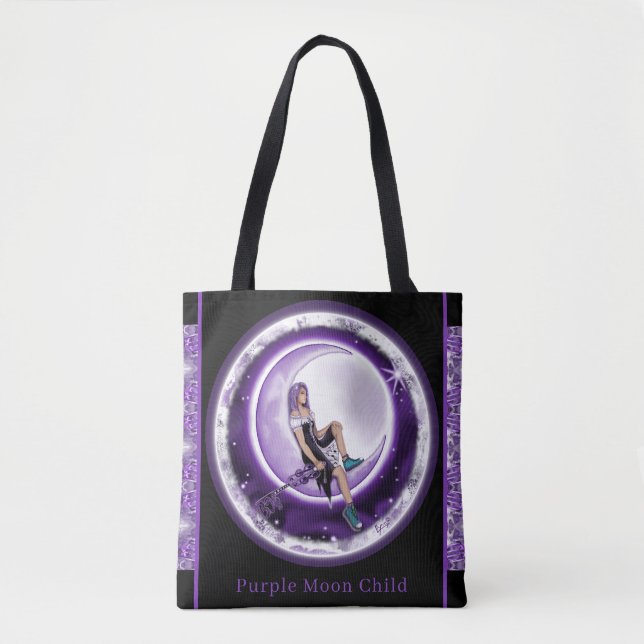 Purple Moon Child Tote Bag (Front)