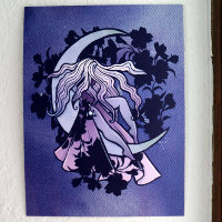 Purple Moon Goddess Wiccan Triple Moon Symbol Art