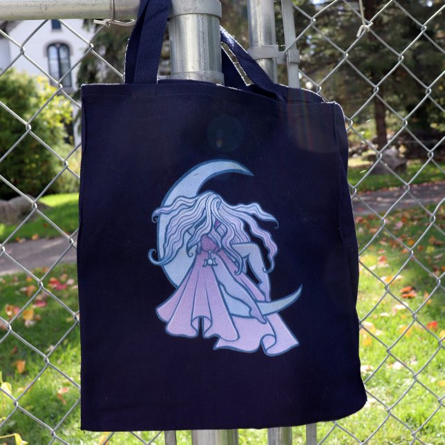 Purple Moon Goddess Wiccan Triple Moon Symbol Art Tote Bag (Creator Uploaded)