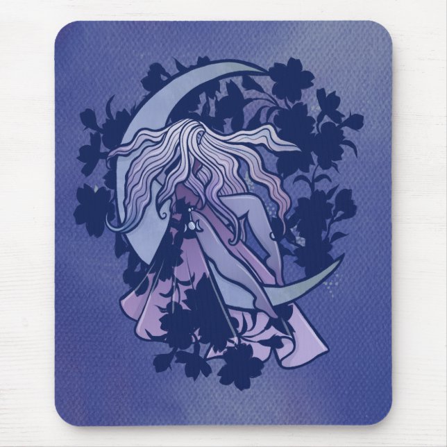 Purple Moon Goddess Wiccan Triple Moon Symbol  Mouse Pad (Front)