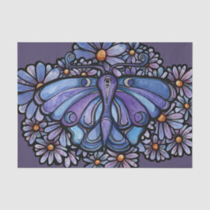 Purple Moon Moth Daisies Tissue Paper