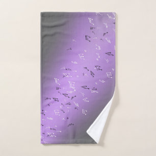 Purple moon Musical Note  Hand Towel