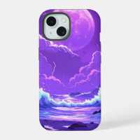 Purple Moon Over the Sea – Dreamy Night Sky iPhone