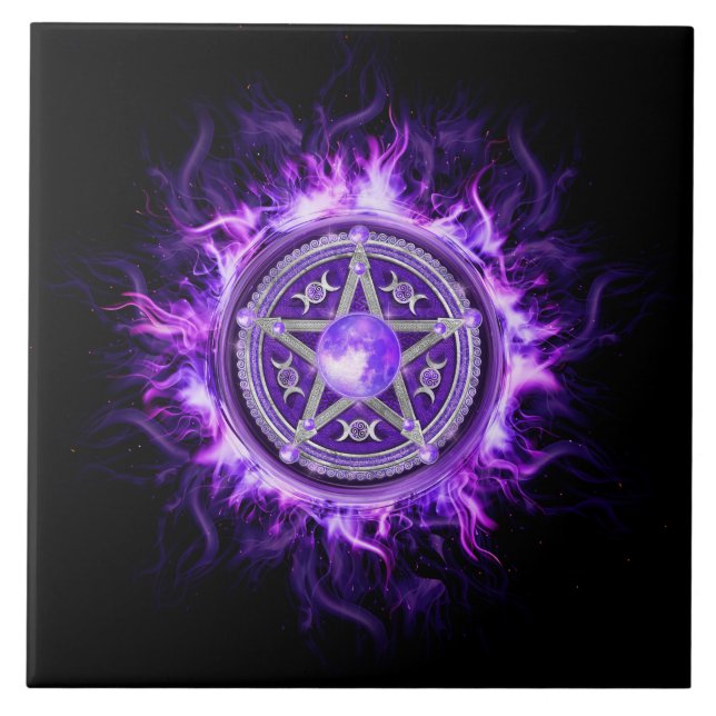 Purple Moon Pentagram Tile (Front)