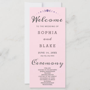 Purple Moon Phases Soft Pink Wedding Program