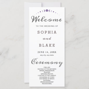 Purple Moon Phases White Wedding Program
