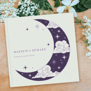 Purple Moon & Stars Celestial Wedding Guest Book