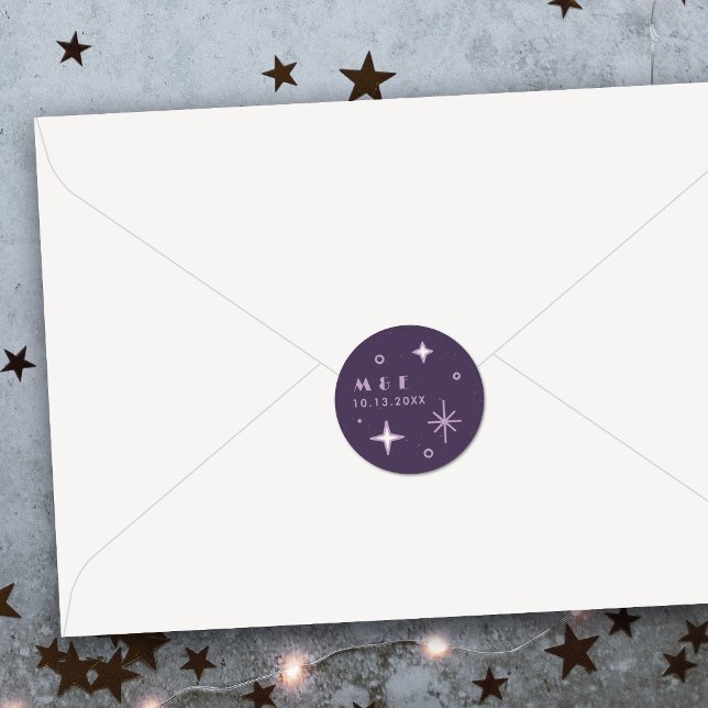 Purple Moon & Stars Celestial Wedding Sticker (Creator Uploaded)