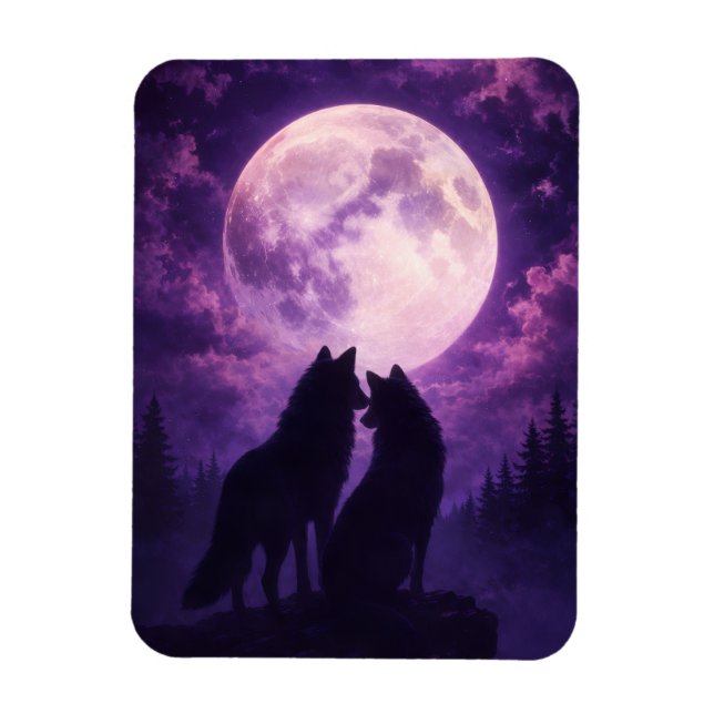Purple Moon Wolves Magnet (Vertical)