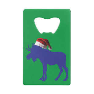 Purple Moose with Santa Claus Hat