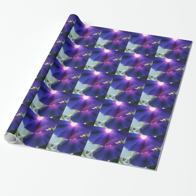 Purple Morning Glory Flower Wrapping Paper (Unrolled)