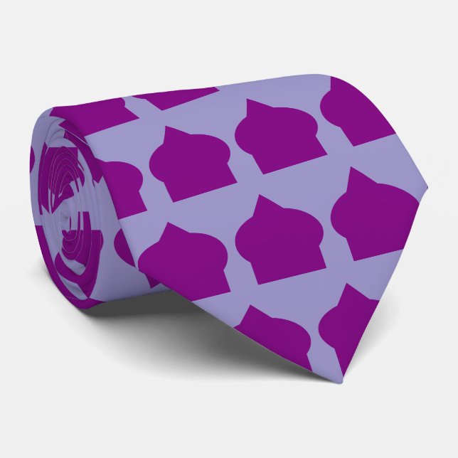 Purple Moroccan Pattern Design Tie (Rolled)