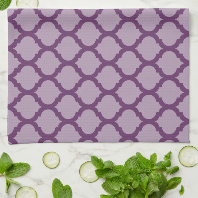 Purple Moroccan Pattern Kitchen Towels (Folded)