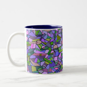 Purple Mosaic Abstract Two-Tone Coffee Mug