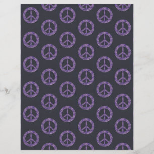 Purple Mosaic Peace Signs on Black Scrapbook Paper