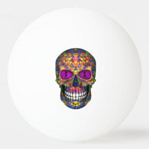 Purple Mosaic Sugar Skull Undead Ping Pong Ball