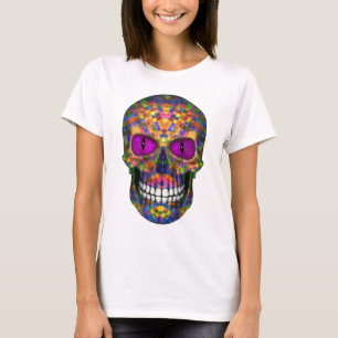 Purple Mosaic  Sugar Skull Zombie Undead T-shirt