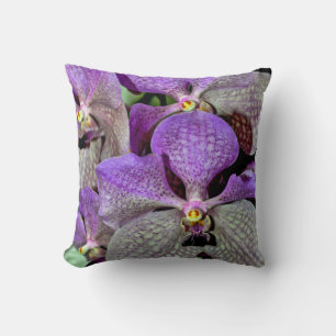 Purple moth orchids throw pillow