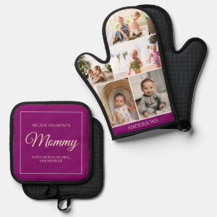 Purple Mother's Day Photo Collage Custom Gift Oven Mitt & Pot Holder Set