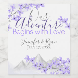 Purple Mountain Lilac Floral Watercolor Wine Label
