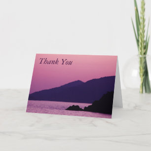 purple mountain sunset thank you note card