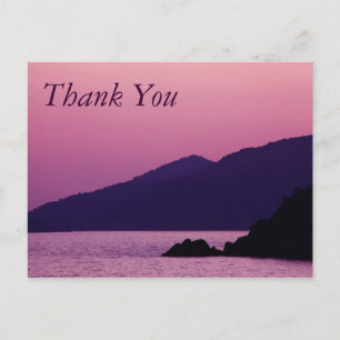 purple mountain sunset thank you postcard