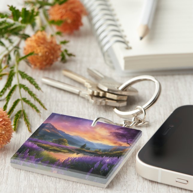 Purple Mountain Valley Sunrise  Key Ring (Front Right)