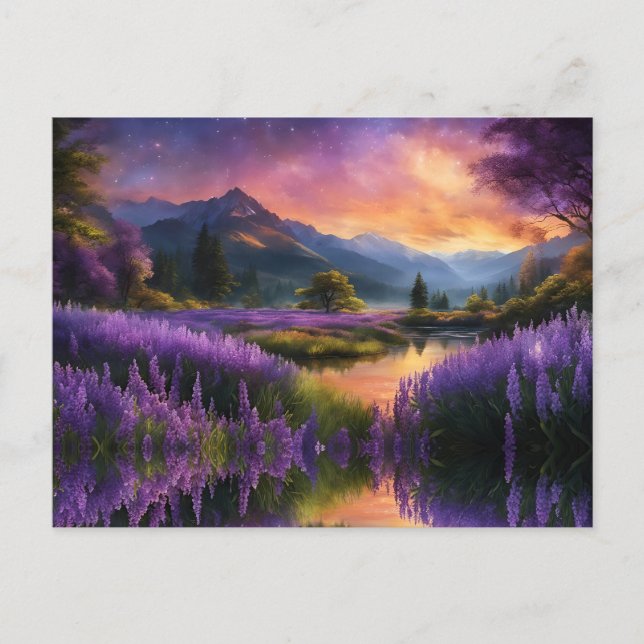 Purple Mountain Valley Sunrise  Postcard (Front)