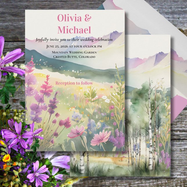 Purple Mountain Wildflower Wedding Invitation (Creator Uploaded)