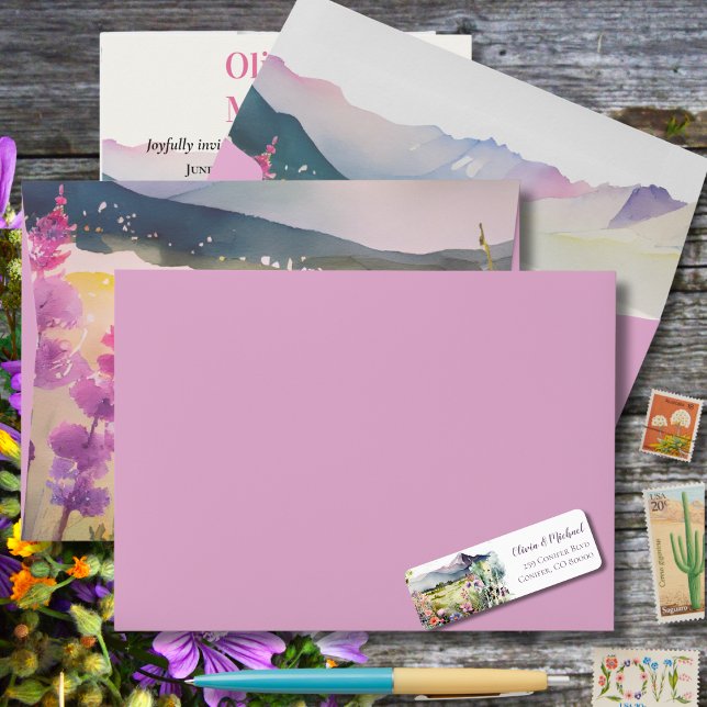 Purple Mountain Wildflower Wedding Invite Envelope (Creator Uploaded)